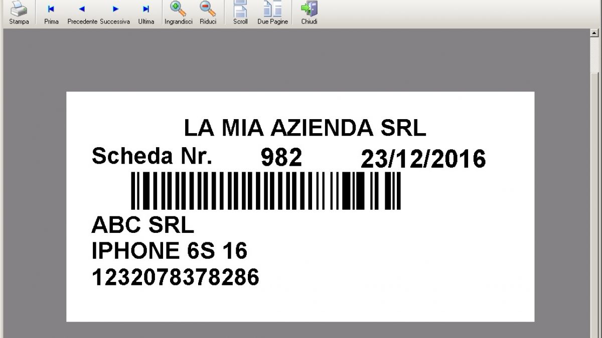 Stampa etichetta con barcode